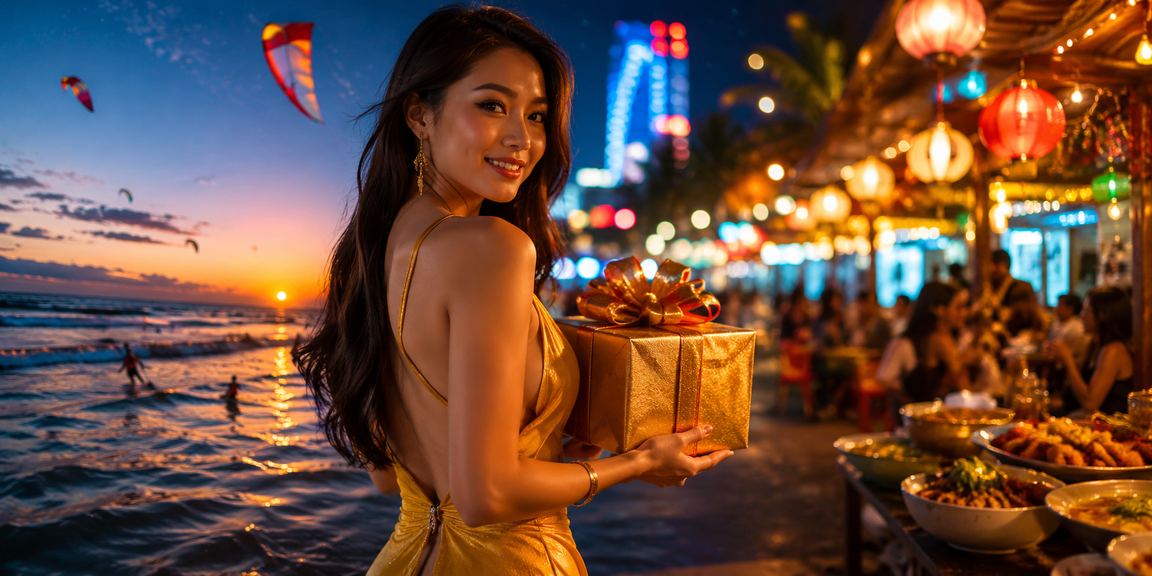 Khu chợ đêm Mũi Né nhộn nhịp, biểu thị sự năng động của cá cược